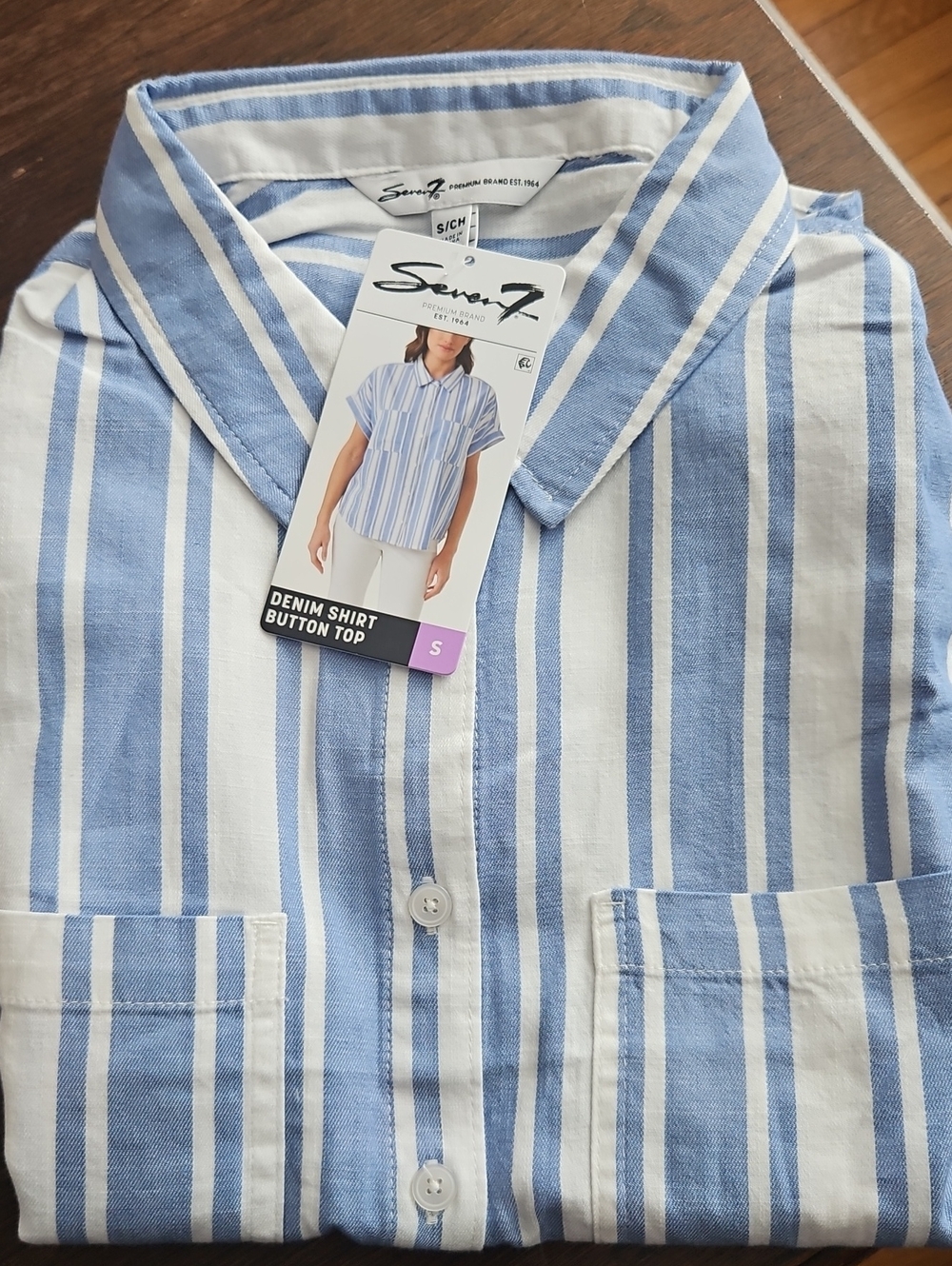 Denim shirt button top